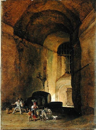 An Osteria, 1830 (1836?) (olej, papír na plátně) od Carl Wilhelm von Heidick