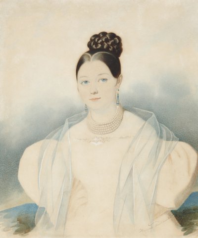 Portrét hraběnky Jekatěriny Alexandrovny Zubové, rozené Obolenskaya 1811-1843, 30. léta 19. století. od Carl von Hampeln