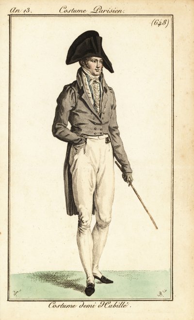 Dandy v semi-formálním oblečení, Paříž od Carle (after) Vernet