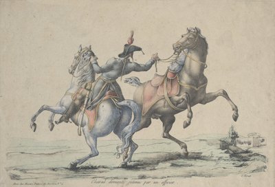 Sesednutý kůň přivázaný důstojníkem, 1770-1836. od Carle Vernet