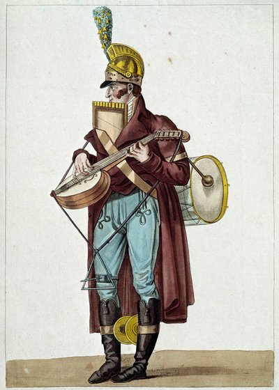 Monsieur Ut la si, orchestr buržoazních divadel (pouliční hudebník) (ilustrace od Carle Vernet