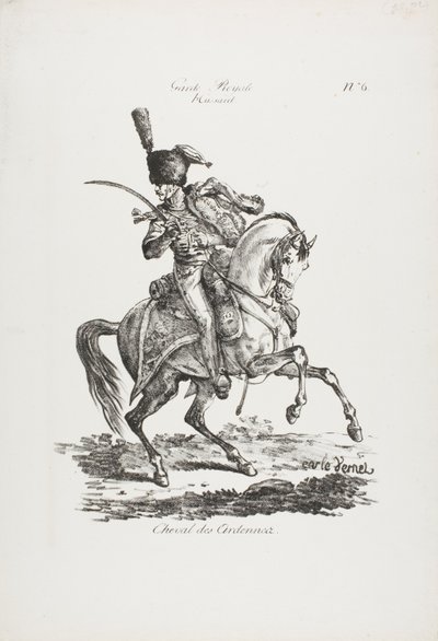 Královská garda, jízdní husar a kůň č. 6 od Carle Vernet