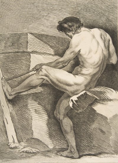Akademie: Muž táhnoucí za provaz, 1742-43. od Carle van Loo