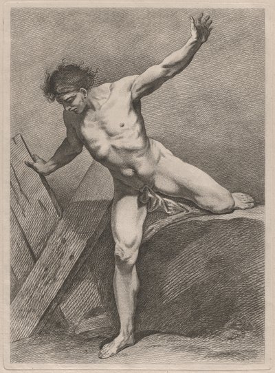 Lezení muž s nataženýma rukama od Carle van Loo