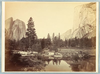 Dolů údolím, El Capitan a Cathedral Rocks od Carleton E. Watkins