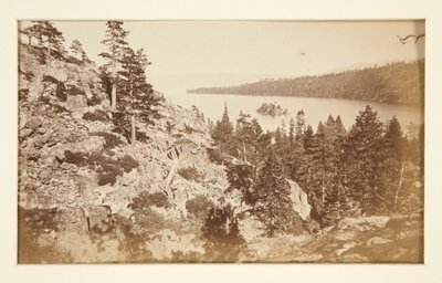 Čtyři železniční scény a čtyři pohledy na jezero Tahoe: Emerald Bay, Lake Tahoe od Carleton E. Watkins