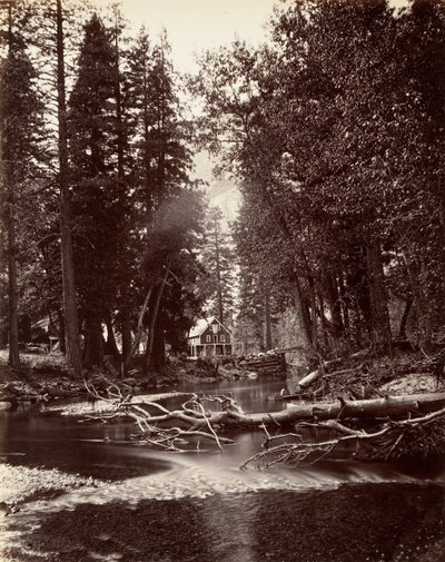 Hutchings Hotel, Yosemite, ca. 1872, vytištěno ca. 1876. od Carleton Emmons Watkins