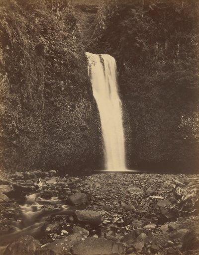 Dolní vodopády Multnomah, řeka Columbia, 1867 (foto) od Carleton Emmons Watkins