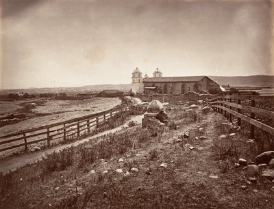 Kostel Santa Barbara a misie, 1876, vytištěno ca. 1876. od Carleton Emmons Watkins