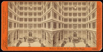 Palace Hotel, S.F., Pohled do interiéru od Carleton Watkins