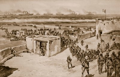 Vylodění italských jednotek po bombardování Bengasí od Carlo Ademollo