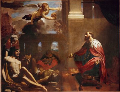 Svatý Ludvík IX., francouzský král, se modlí za konec moru (malba na plátně) od Carlo Bononi