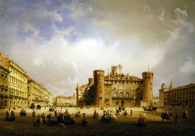 Piazza Castello, Turín, 1852 od Carlo Bossoli
