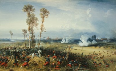 Válka v Itálii: Bitva o Palestro, král Sardinie v čele vojsk, 1859 od Carlo Bossoli