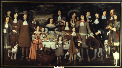Portrét rodiny aneb "" Pití při lovu """. Obraz Carlo Cane (1618-1688). malířství 17. století. Pinacoteca del Castello Sforzesco Milán od Carlo Cane