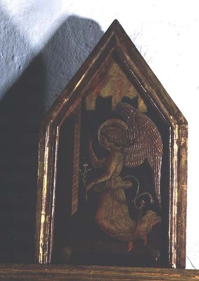 Archanděl Gabriel, detail z polyptychu San Silvestro od Carlo Crivelli
