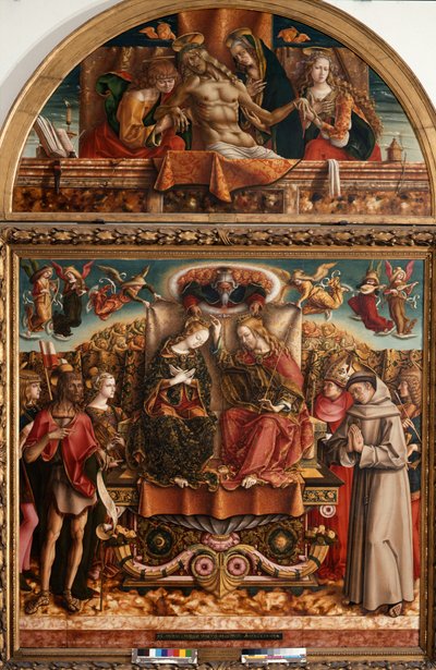 Korunovace Panny Marie Nejsvětější Trojicí a svatými od Carlo Crivelli