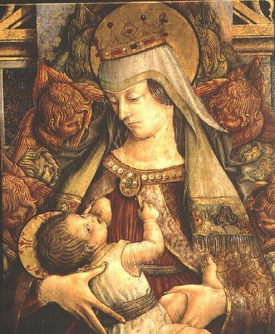 Madona kojící dítě, detail (tempera na desce) od Carlo Crivelli