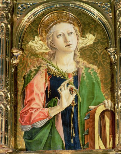 Svatá Kateřina Alexandrijská, detail polyptychu SantEmidio, 1473 tempera na panelu detail 76636 od Carlo Crivelli