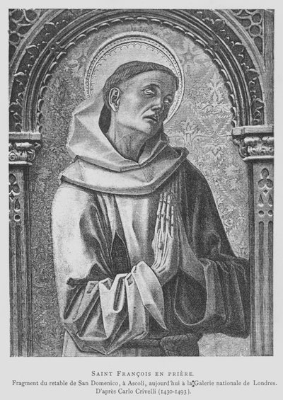 Svatý František z Assisi se modlí (litho) od Carlo Crivelli