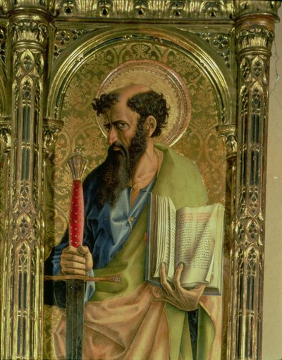 St. Paul, detail z polyptychu SantEmidio, 1473 tempera na detailu panelu 76636 a 76646 od Carlo Crivelli