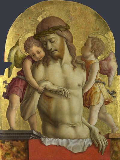 Mrtvý Kristus podporovaný dvěma anděly od Carlo Crivelli