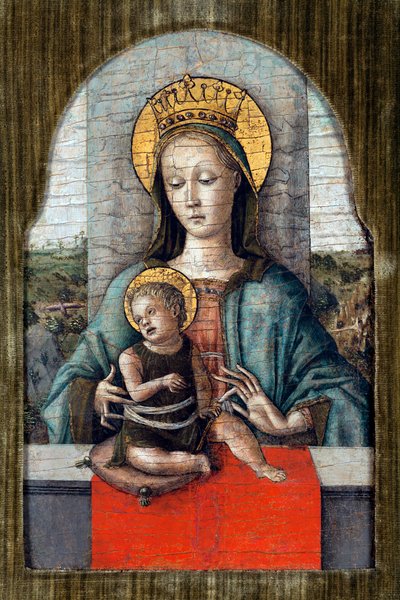 Panna a dítě par Crivelli, Carlo (asi 1435-asi 1495). Tempera na panelu, rozměr: 28x18, cca 1455, Cini Foundation, Benátky od Carlo Crivelli