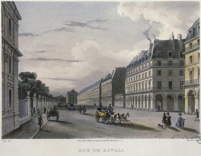 Rue de Rivol, vyrytý Fredericem Martensem (1809-75) 1832 (barevná rytina) od Carlo Gilio