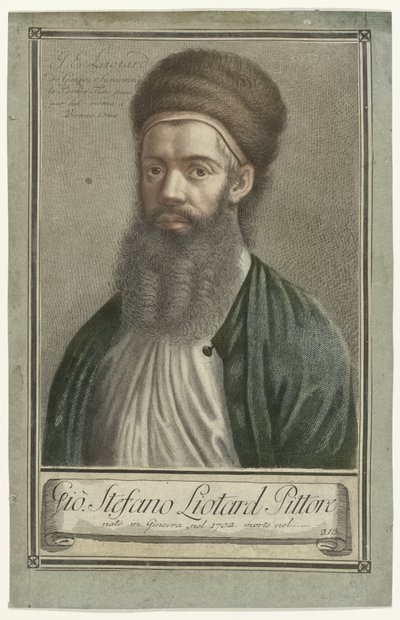 Portrét malíře Jean-Etienne Liotarda v tureckém kroji s plnovousem a kožešinovou čepicí Portréty umělců (název série) od Carlo Gregori (possibly)