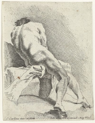 Sedící mužský akt, při pohledu zezadu od Carlo Innocenzo Carlone