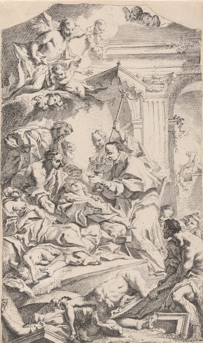 Svatý Karel podávající přijímání morem, 1725-75. od Carlo Innocenzo Carloni