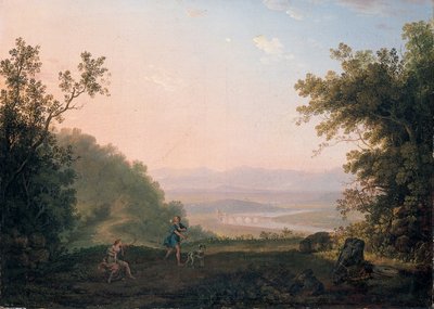 Arkádská krajina s Adonisem opouštějícím Venuši od Carlo Labruzzi