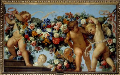 Láska a girlandy květin Malba Carla Maratty (1625-1713) 17. století Sun. 1,06 x 1,73 m od Carlo Maratta or Maratti
