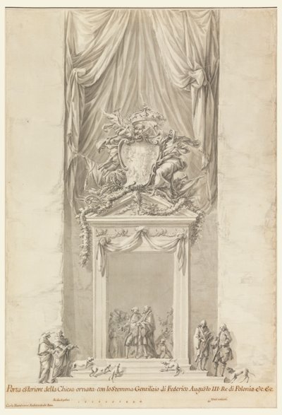 Brána San Salvatore in Lauro s výzdobou pro pohřeb polského krále Fridricha Augusta III., Řím, Itálie od Carlo Marchionni