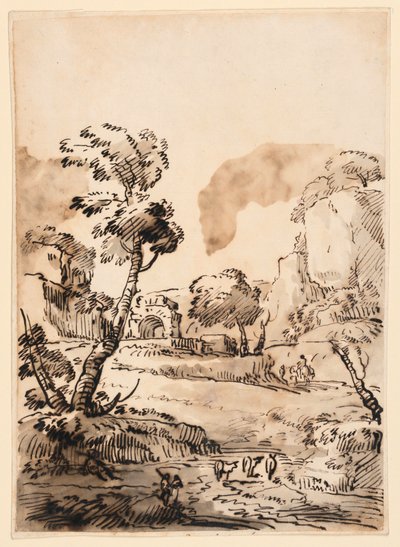 Kresba, Pastorální krajina, 1760-1780 od Carlo Marchionni