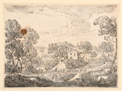 Kresba, Selské obydlí v dřevinách, 1750-1770 od Carlo Marchionni
