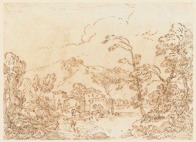 Kresba, Vesnice u potoka v hornaté krajině, 1770-86 od Carlo Marchionni