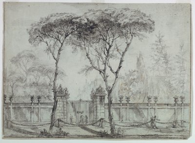 Kresba, U brány vily, 1770-86 od Carlo Marchionni