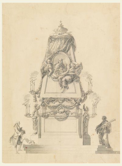 Kresba, Katafalk pro krále, asi 1765 od Carlo Marchionni