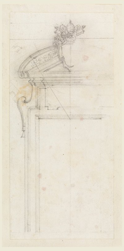 Kresba, návrh dveřní skříně, 1725-50 od Carlo Marchionni