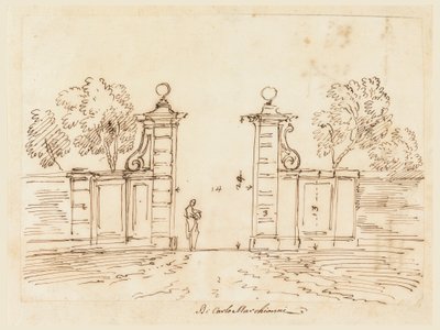 Kresba, Návrh brány vily, 1750-55 od Carlo Marchionni