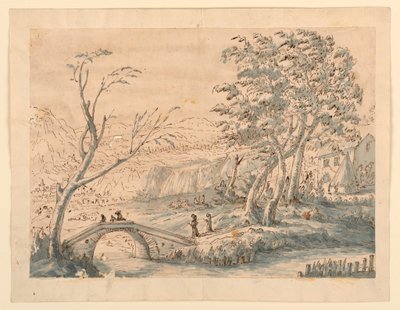 Kresba, Krajina s mostem, 1770-1786 od Carlo Marchionni