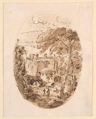 Kresba, Krajina s jezdcem a mostem, 1750-1786 od Carlo Marchionni