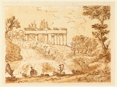 Kresba, Krajina s ruinami chrámu, 1770-1786 od Carlo Marchionni
