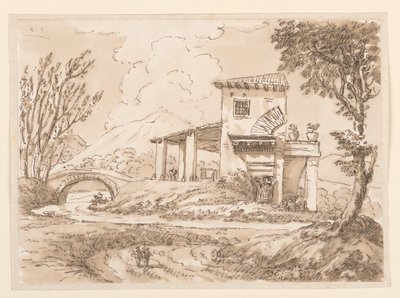 Kresba, Krajina s vilou, 1750-60 od Carlo Marchionni