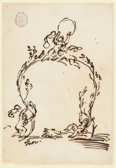 Kresba, náčrtek kartuše, 1760-80 od Carlo Marchionni
