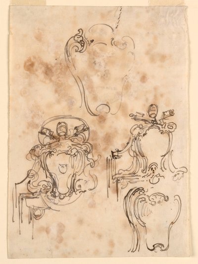 Kresba, náčrty rámů a rozet, 1758-69 od Carlo Marchionni
