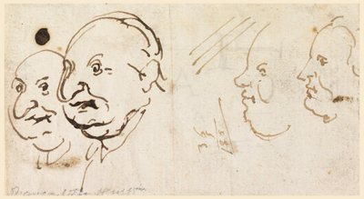 Kresba, Kresby čtyř hlav v karikatuře, 1725-75 od Carlo Marchionni