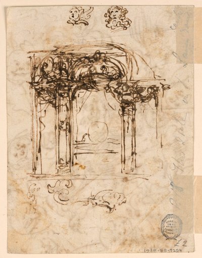 Kresba, studie hlav, 1760-80 od Carlo Marchionni