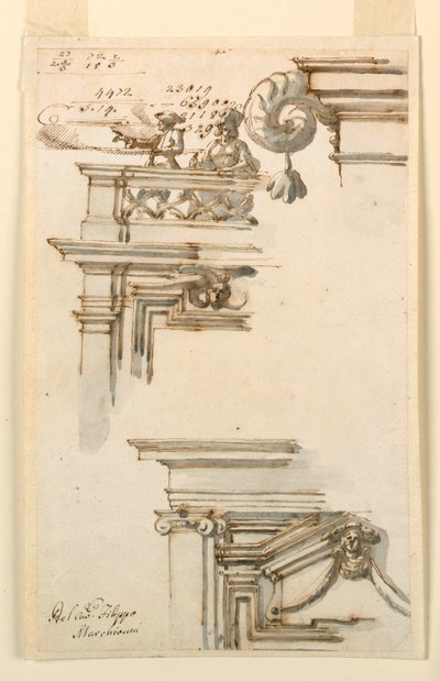 Kresba, Dvě dveřní skříně, 1750-75 od Carlo Marchionni